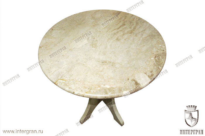Круглый столик из мрамора st0003 от компании «ИНТЕРГРАН» | Изготовление столов из натурального камня
