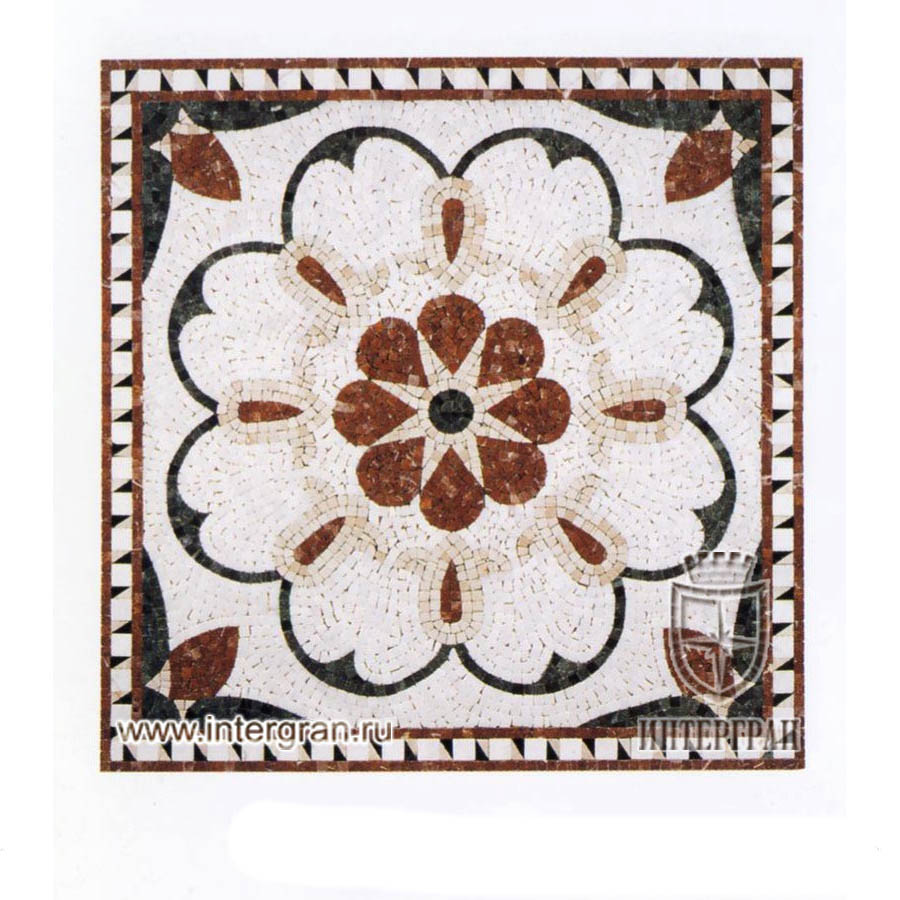 Мозаичный ковер RMKV0074 от компании «ИНТЕРГРАН» | Изготовление мозаики из натурального камня