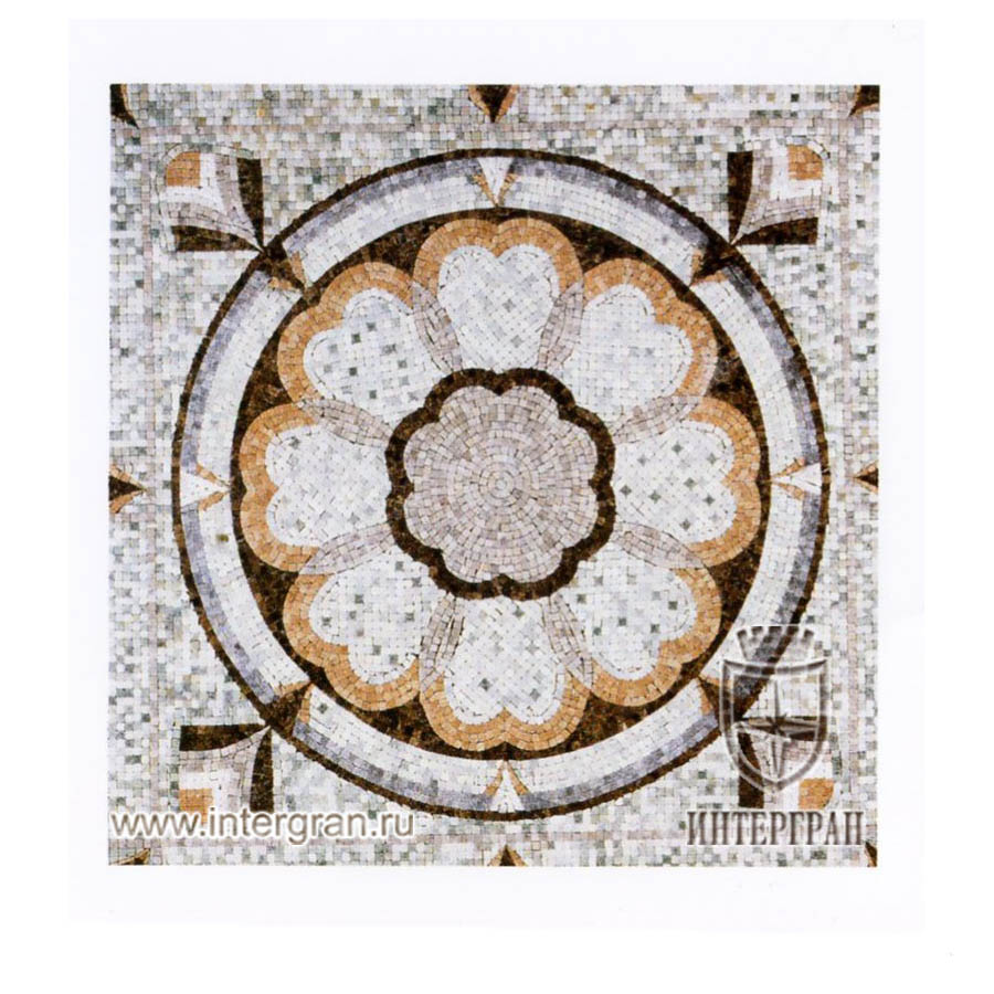 Мозаичный ковер RMKV0081 от компании «ИНТЕРГРАН» | Изготовление мозаики из натурального камня
