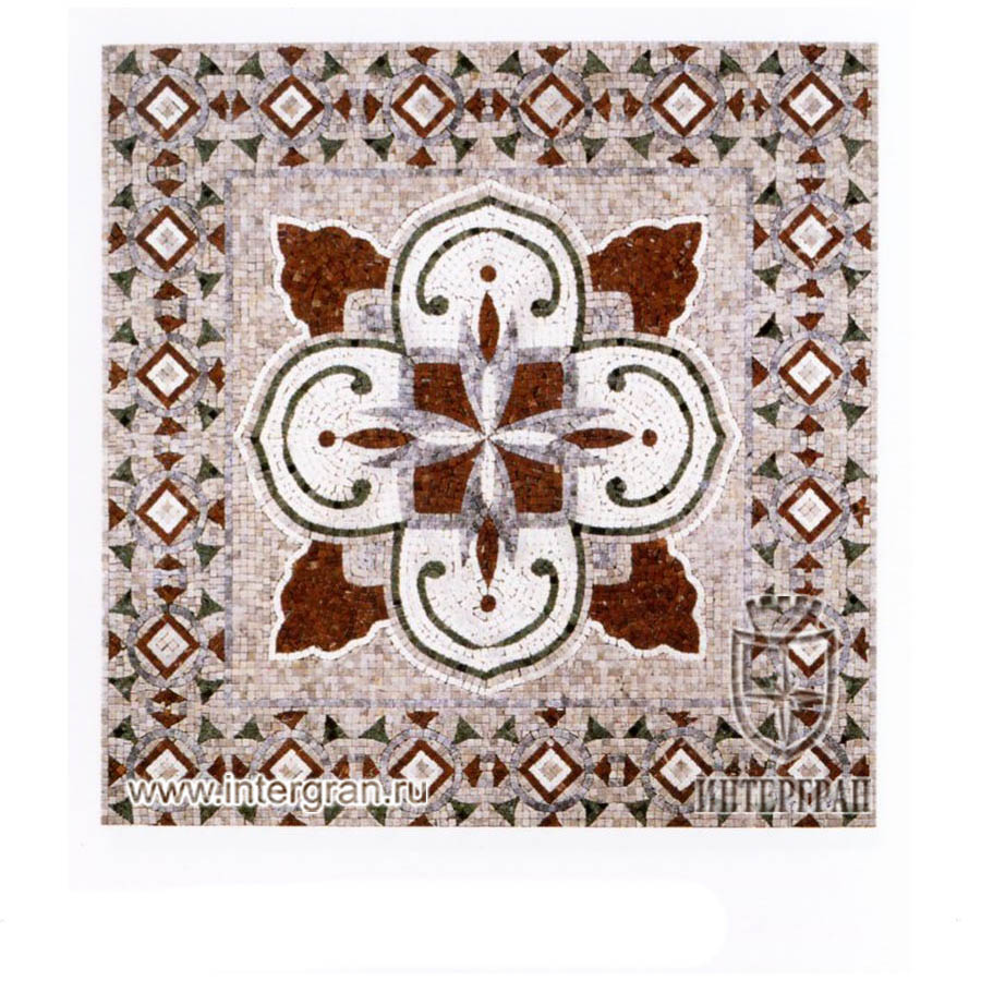 Мозаичный ковер RMKV0082 от компании «ИНТЕРГРАН» | Изготовление мозаики из натурального камня