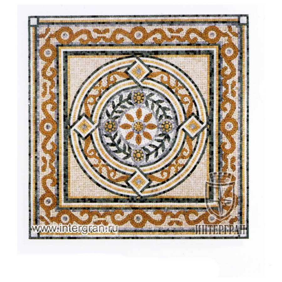 Мозаичный ковер RMKV0088 от компании «ИНТЕРГРАН» | Изготовление мозаики из натурального камня
