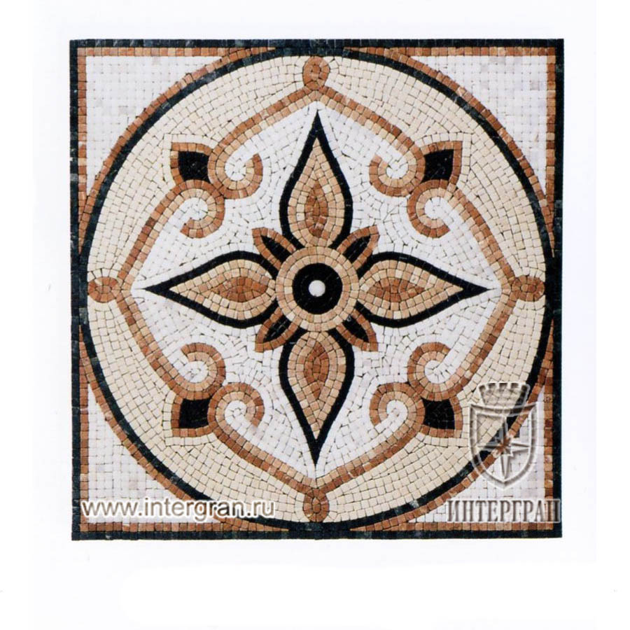 Мозаичный ковер RMKV0091 от компании «ИНТЕРГРАН» | Изготовление мозаики из натурального камня