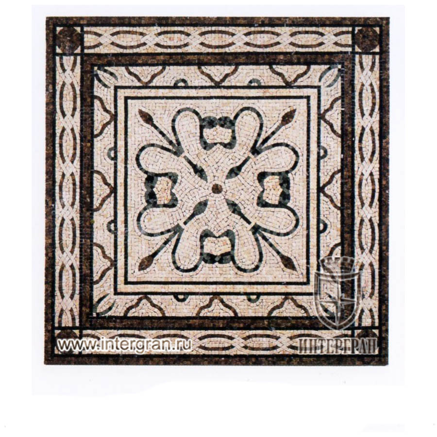 Мозаичный ковер RMKV0097 от компании «ИНТЕРГРАН» | Изготовление мозаики из натурального камня