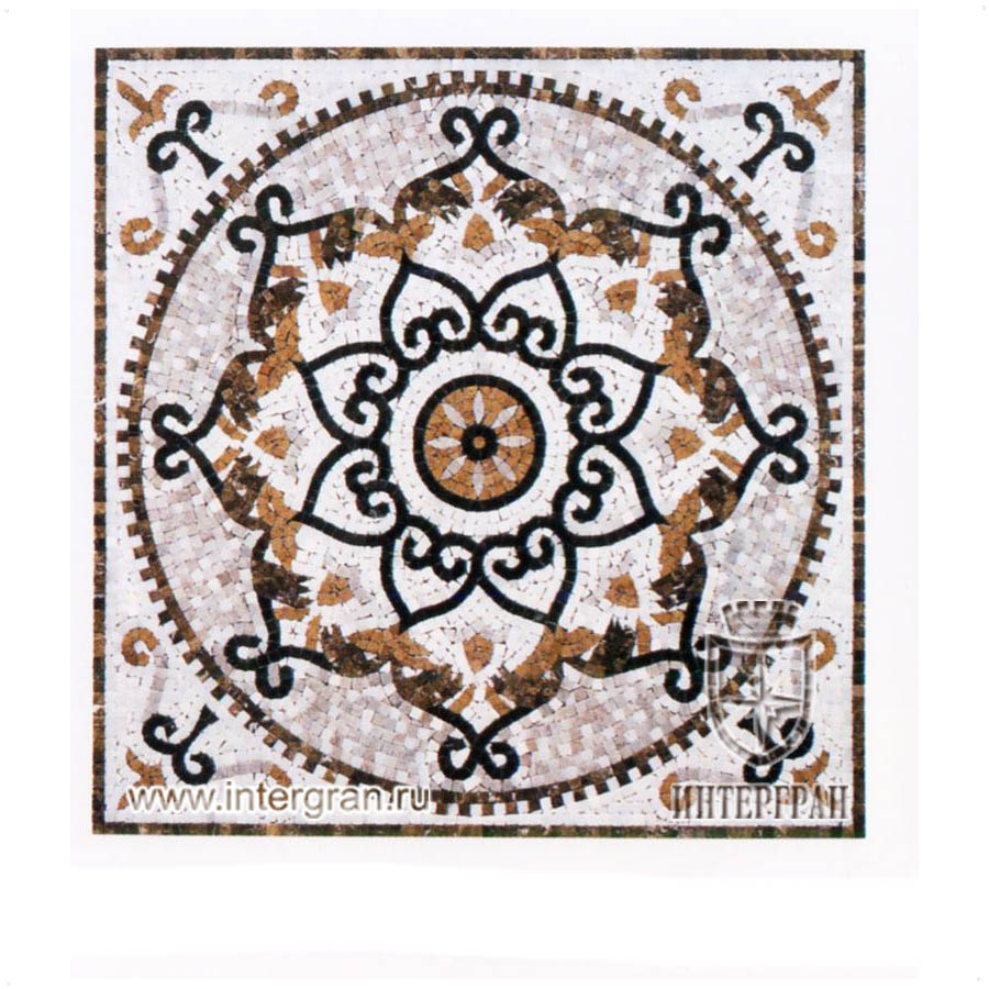 Мозаичный ковер RMKV0100 от компании «ИНТЕРГРАН» | Изготовление мозаики из натурального камня