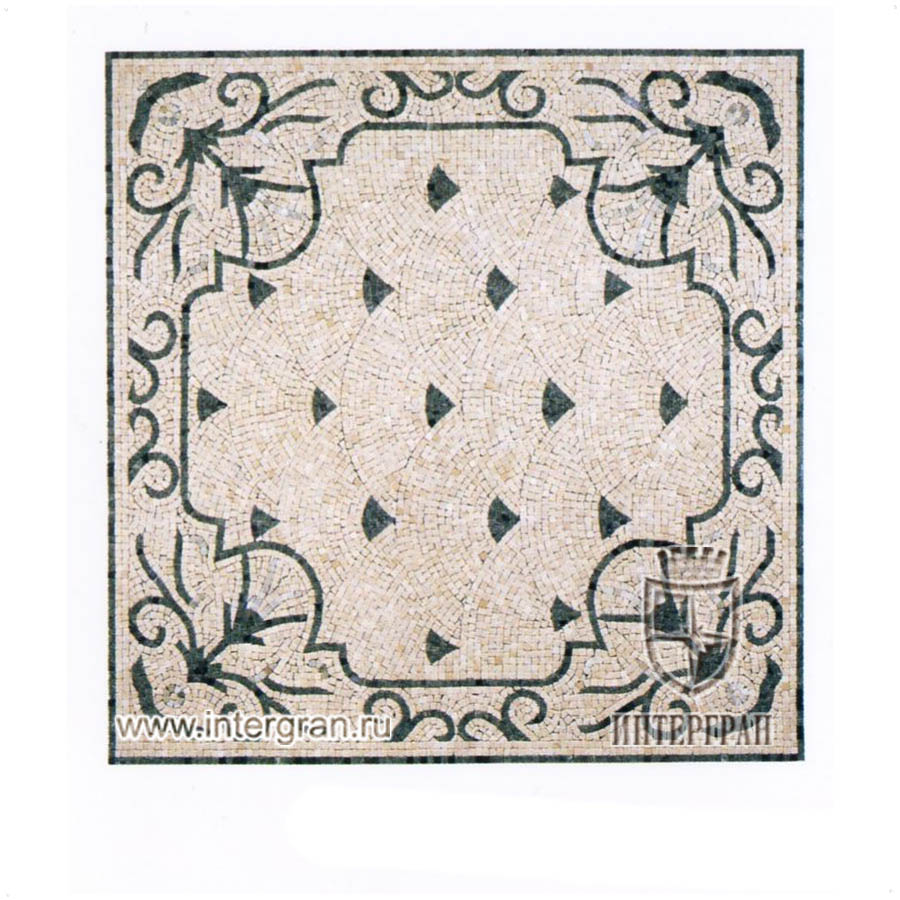 Мозаичный ковер RMKV0108 от компании «ИНТЕРГРАН» | Изготовление мозаики из натурального камня