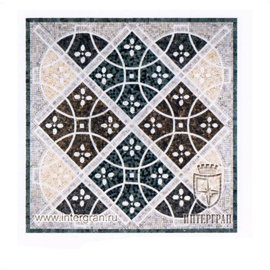 Мозаичный ковер RMKV0109 от компании «ИНТЕРГРАН» | Изготовление мозаики из натурального камня