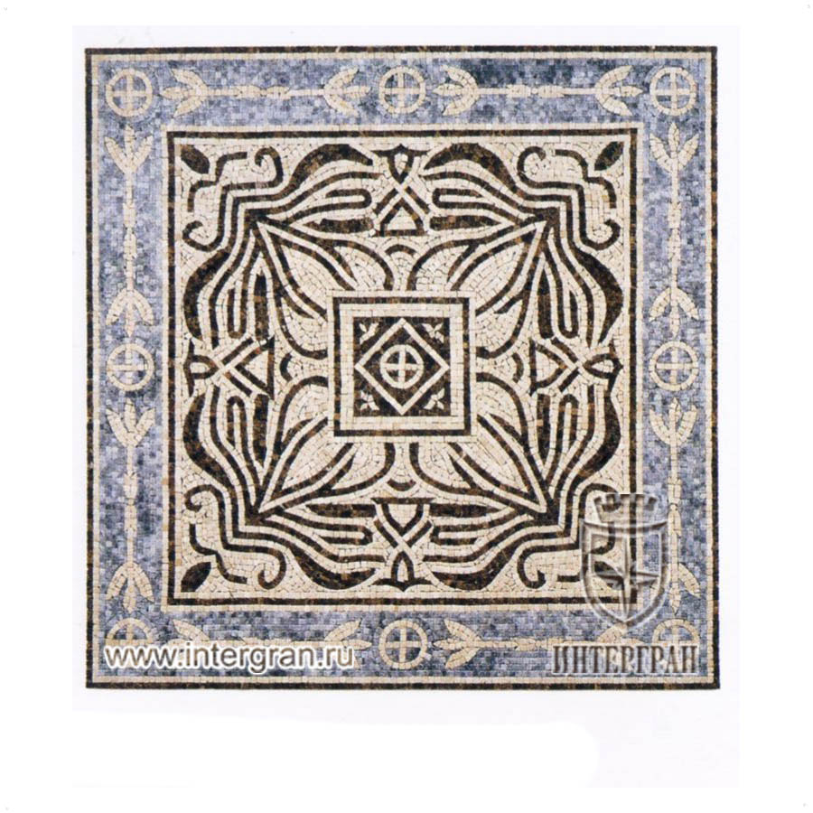 Мозаичный ковер RMKV0110 от компании «ИНТЕРГРАН» | Изготовление мозаики из натурального камня