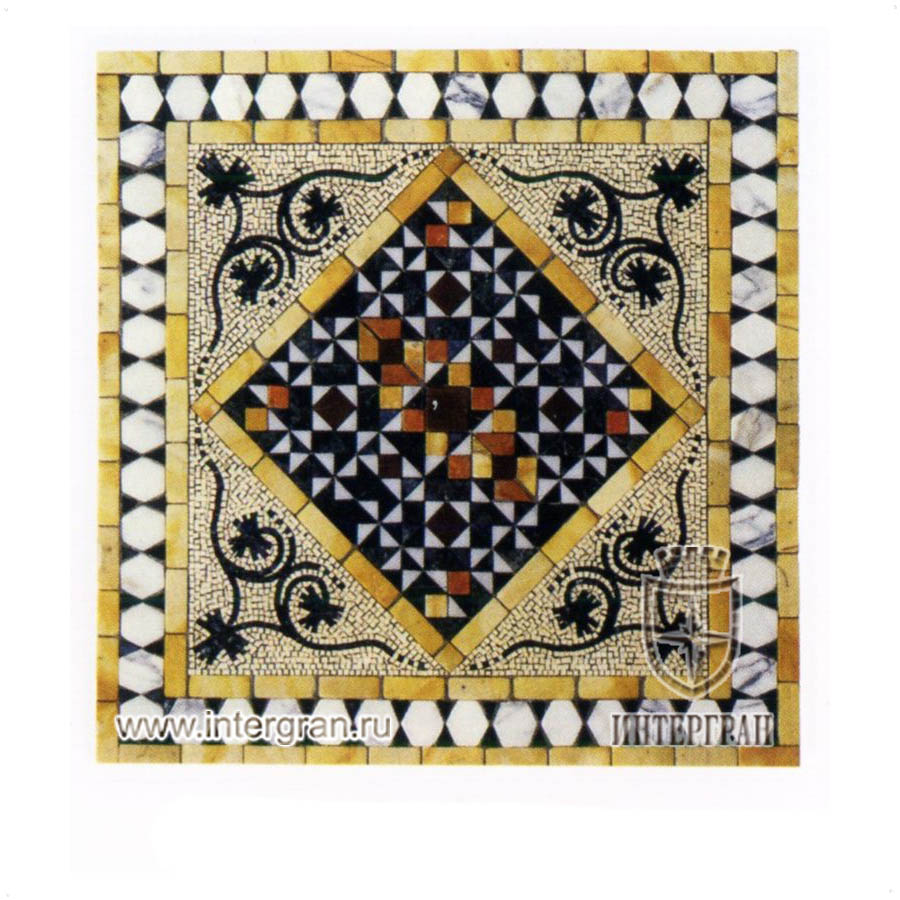 Мозаичный ковер RMKV0111 от компании «ИНТЕРГРАН» | Изготовление мозаики из натурального камня