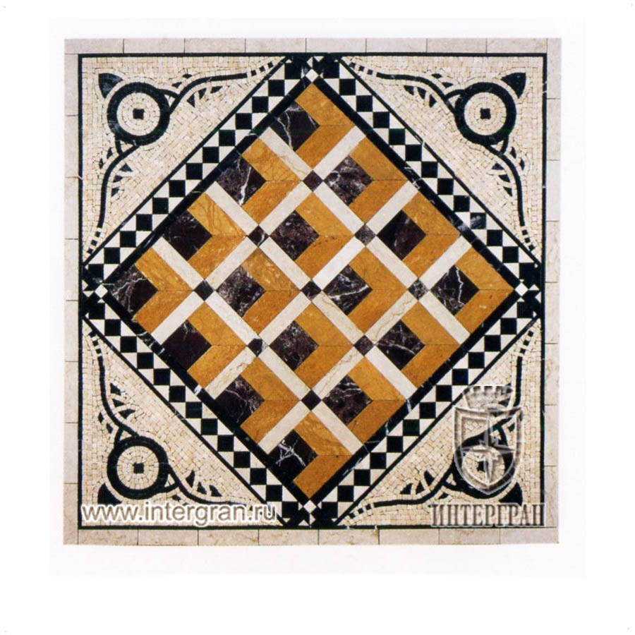 Мозаичный ковер RMKV0113 от компании «ИНТЕРГРАН» | Изготовление мозаики из натурального камня