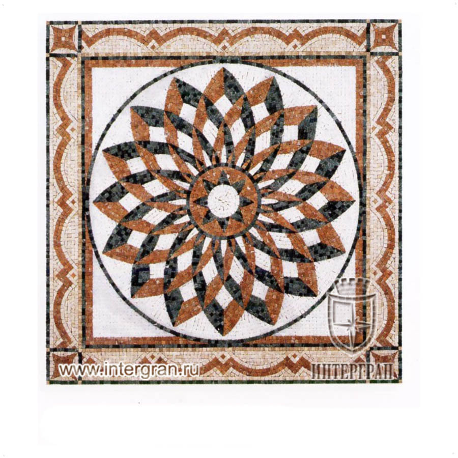 Мозаичный ковер RMKV0117 от компании «ИНТЕРГРАН» | Изготовление мозаики из натурального камня