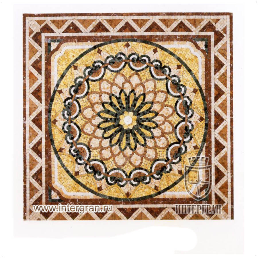 Мозаичный ковер RMKV0119 от компании «ИНТЕРГРАН» | Изготовление мозаики из натурального камня